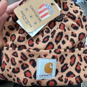 Carhartt Tan and Black Leopard Beanie